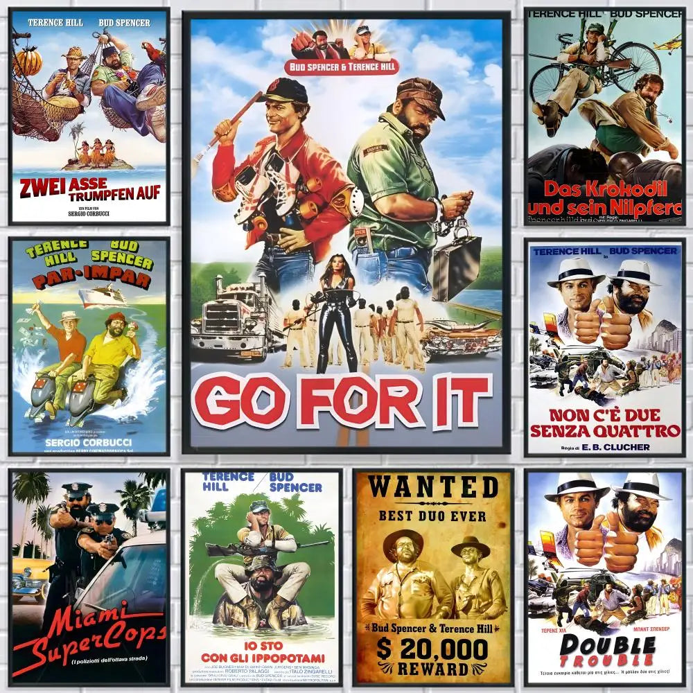 Terence Hill & Bud Spencer HD Wall Poster | Self-Adhesive PVC Art