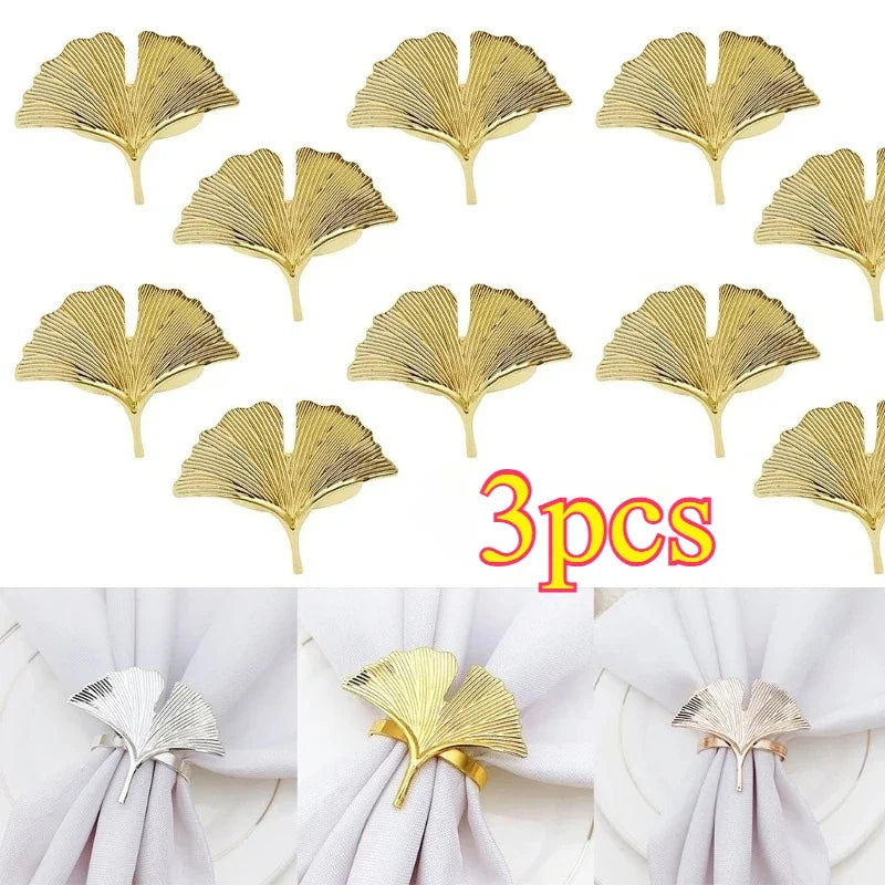 Ginkgo Leaves Napkin Ring Buckle Holders Wedding Party Thanksgiving