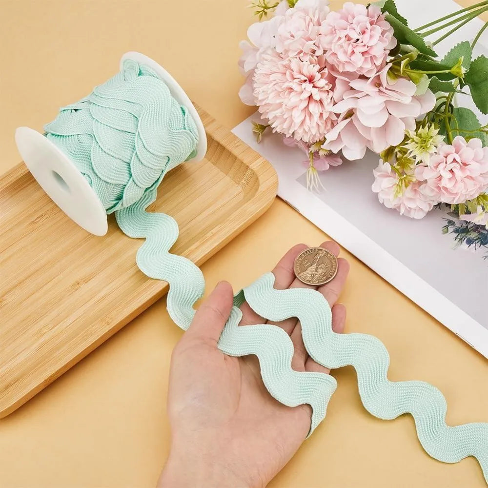 10 Yards Aquamarine Rick Rack Zig Zag Fringe Trim 37mm Wide