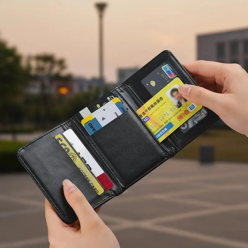 3-Fold PU Leather Card Holder Wallet | RFID Multi-Slot Purse
