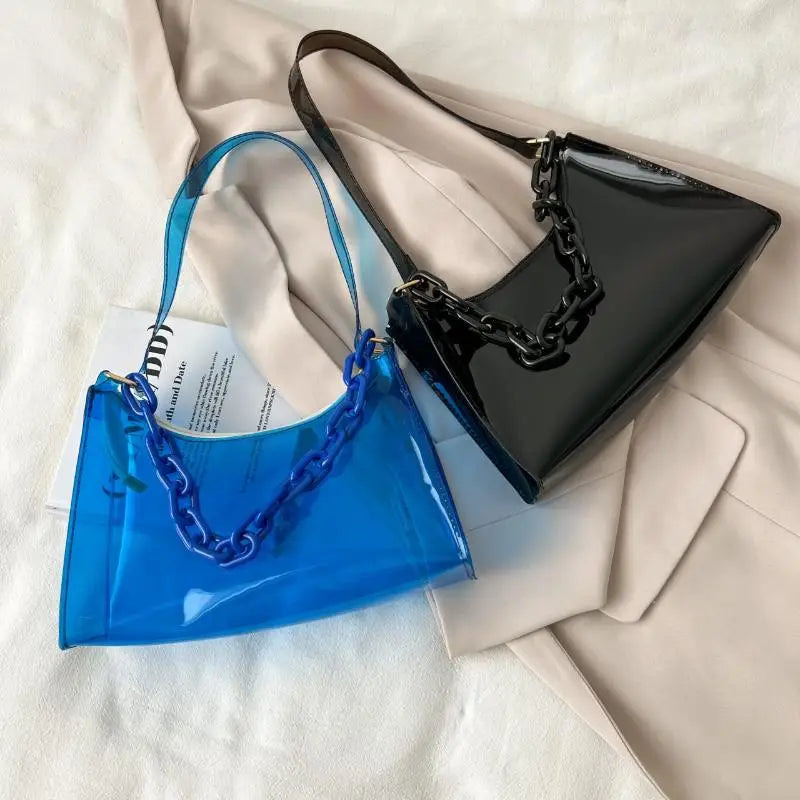 Clear Jelly Shoulder Bag – Y2K Transparent Underarm Purse