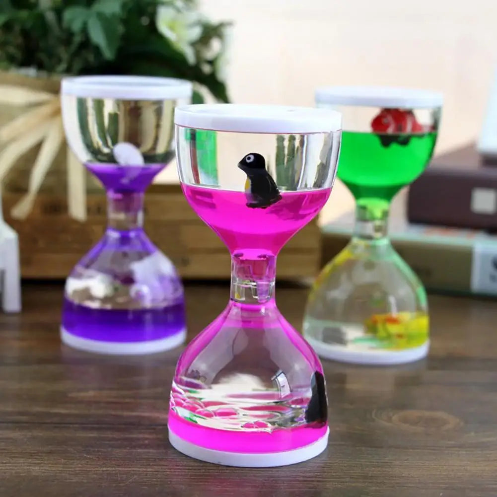 Liquid Motion Oil Hourglass | Cartoon Animal Desk Toy Gift