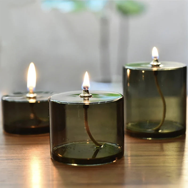 Rustic Glass Oil Lamp Candlestick | Colorful Home Decor