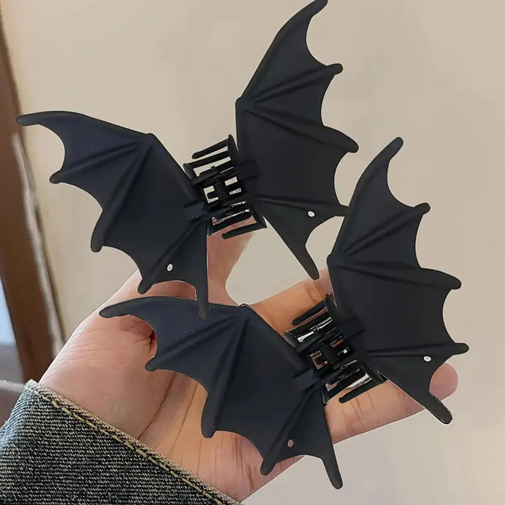Punk Black Bat Shaped Hair Claw Clip Novelty Animal Shark Halloween