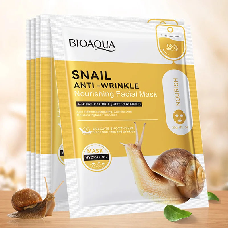 BIOAQUA 20pc Snail Hyaluronic Acid Face Mask – Hydrating & Firming