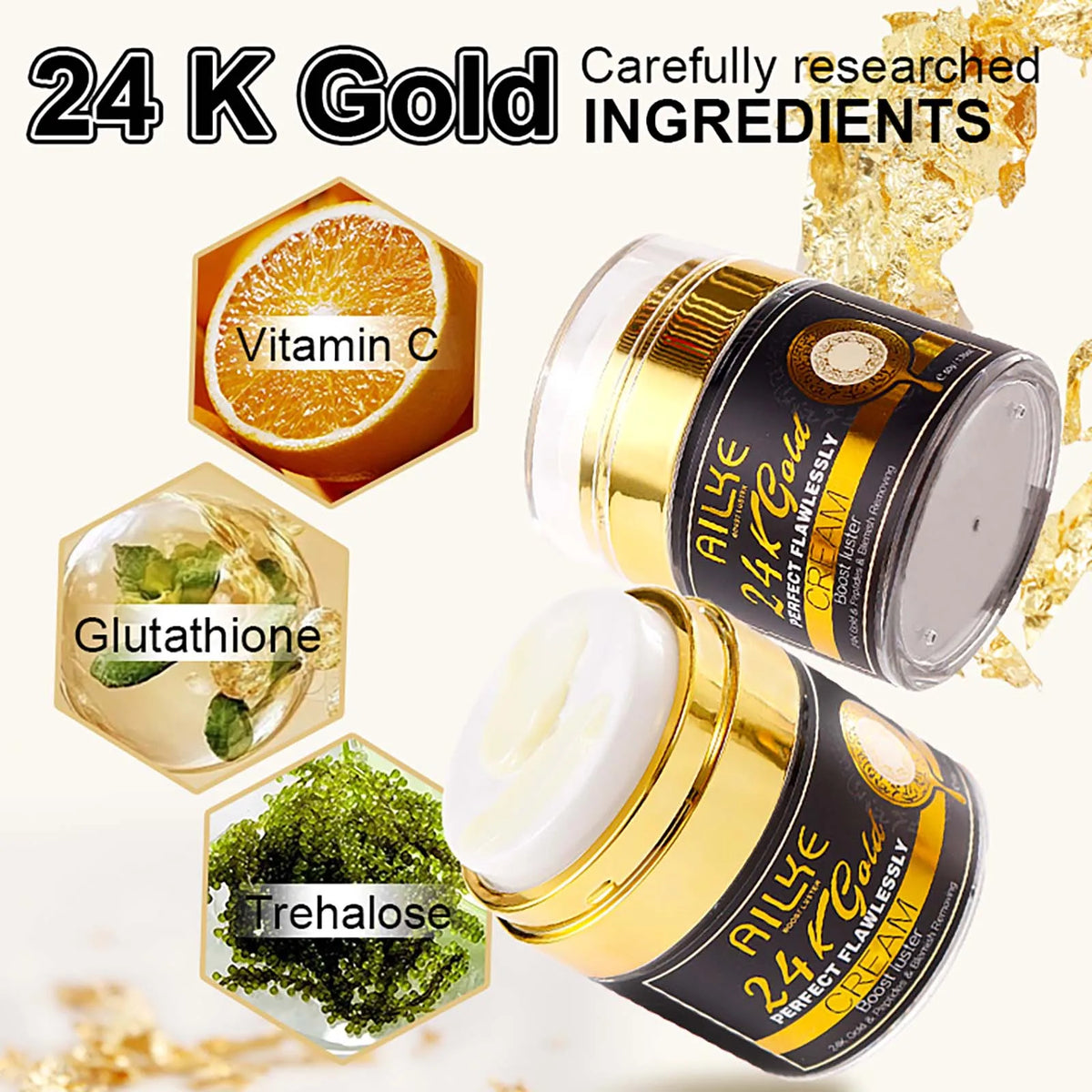 AILKE 24K Gold Brightening Face Cream – Dark Spot Corrector 50ml