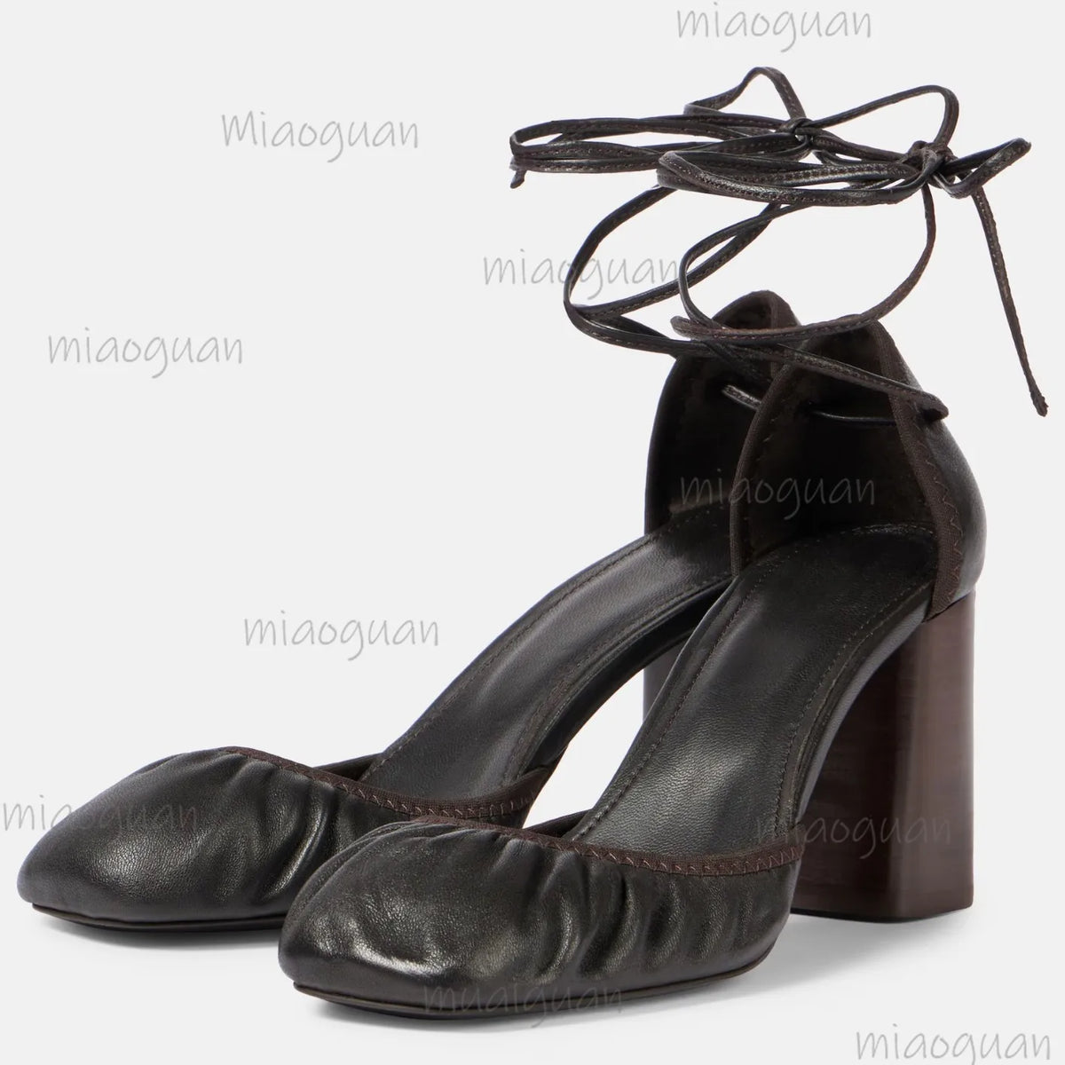 Women's Cross Strap Ballet High Heels – Lace-Up Pleated Pumps