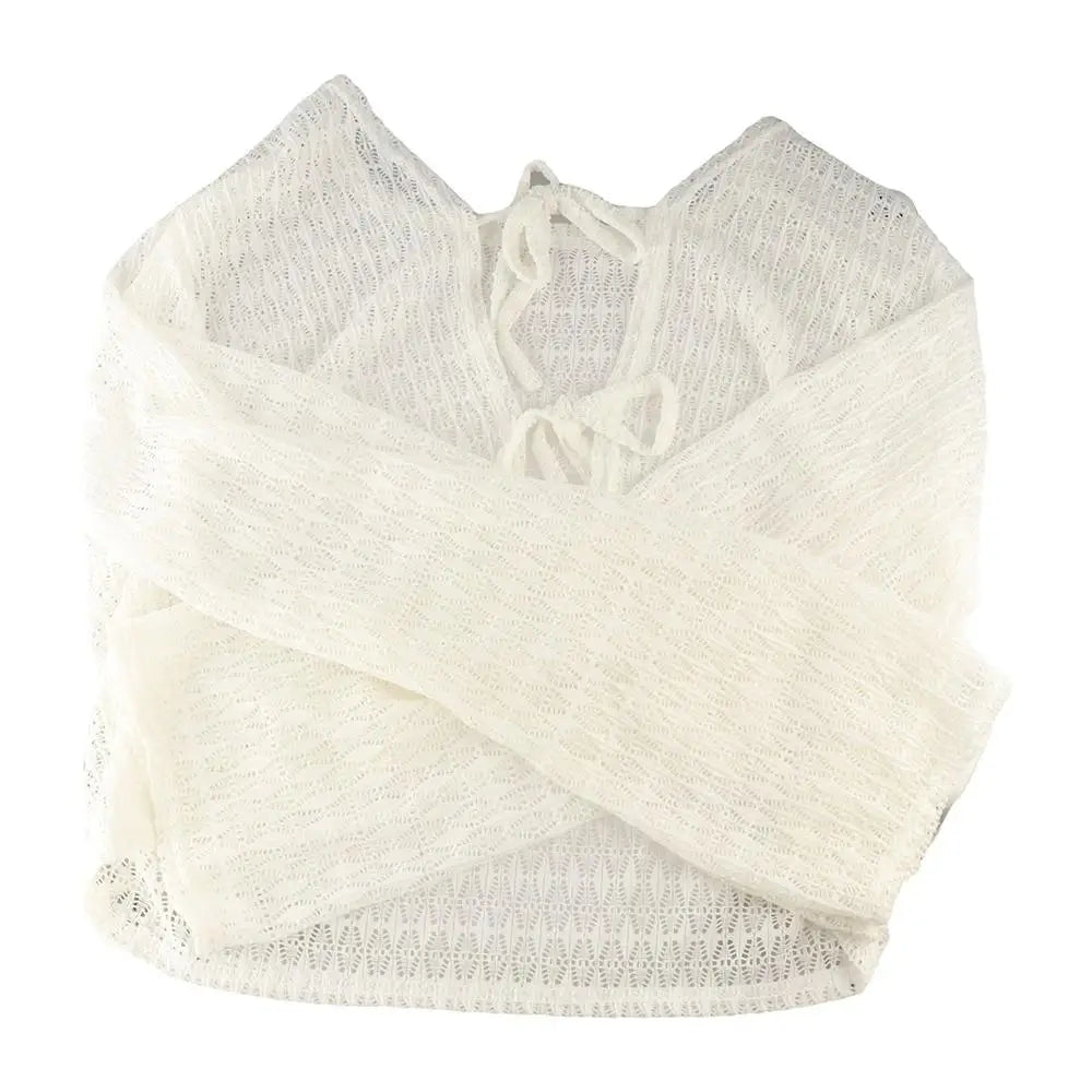 Mesh Crochet Beach Cardigan – Hollow Knit Sun Cover-Up Top