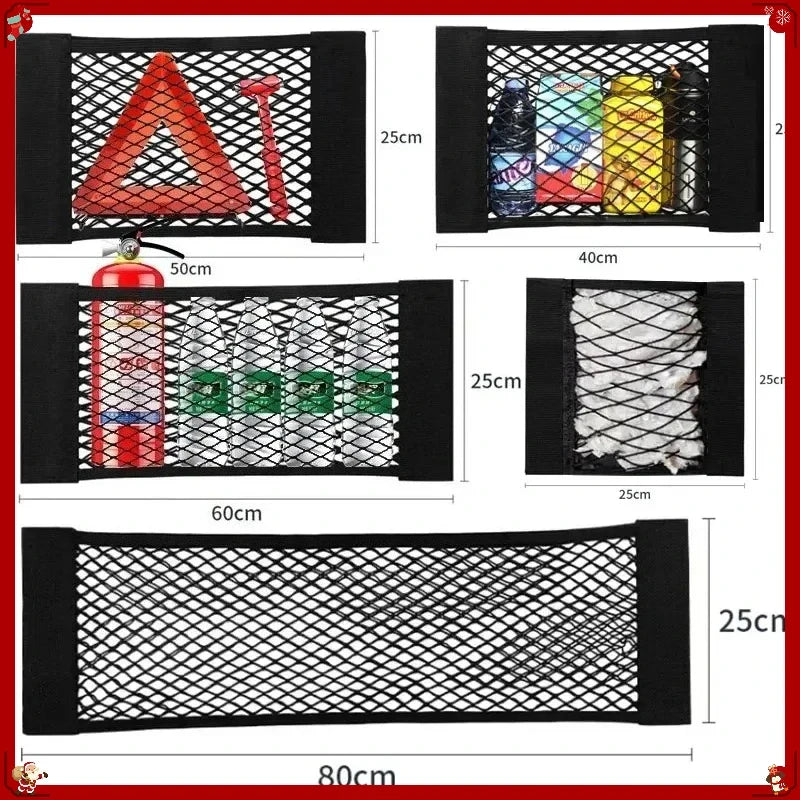 Car Storage Net Stretchable Mesh Pocket Magic Elastic Sticker