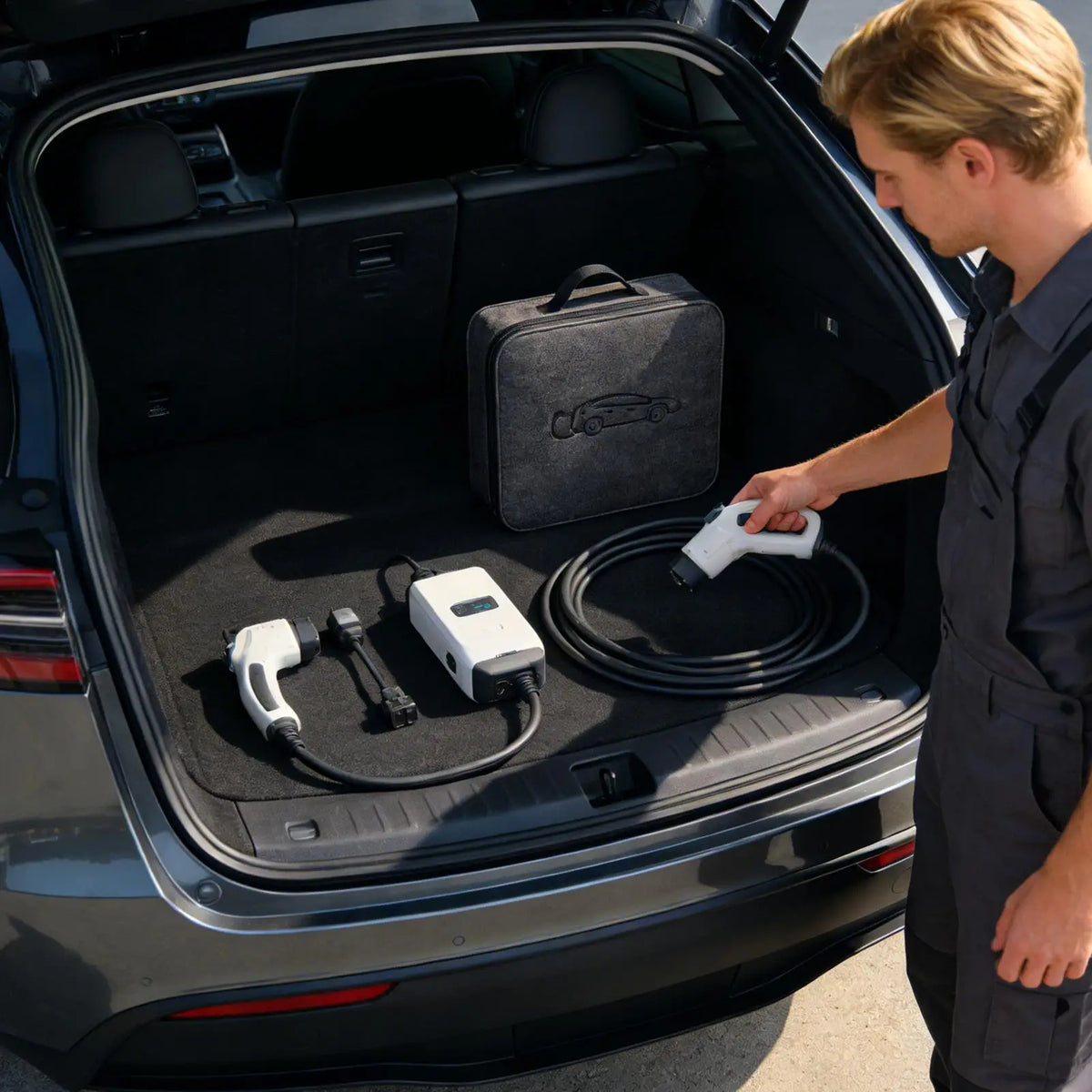 EV Charging Cable Organizer Bag | Felt Car Charger Storage Case