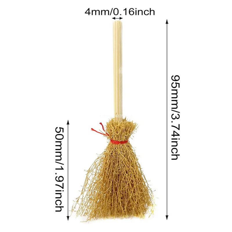 Miniature Witch Broom | Halloween Dollhouse Decor Prop