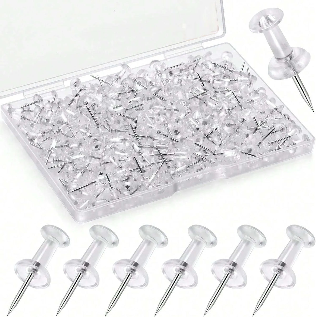 Clear Push Pins – Thumb Tacks for Bulletin Board & Cork Board