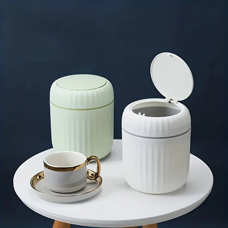 Mini Desktop Trash Can Lid Garbage Waste Bin Organizer Bedroom Office