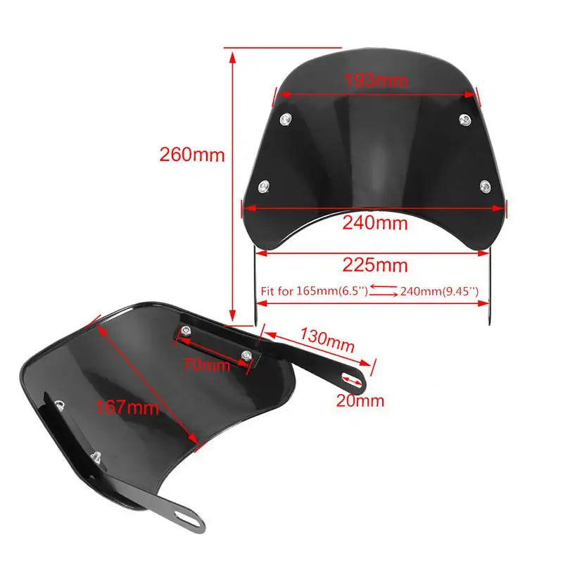Universal Motorcycle Windshield Wind Deflector 6.5"–9.45"