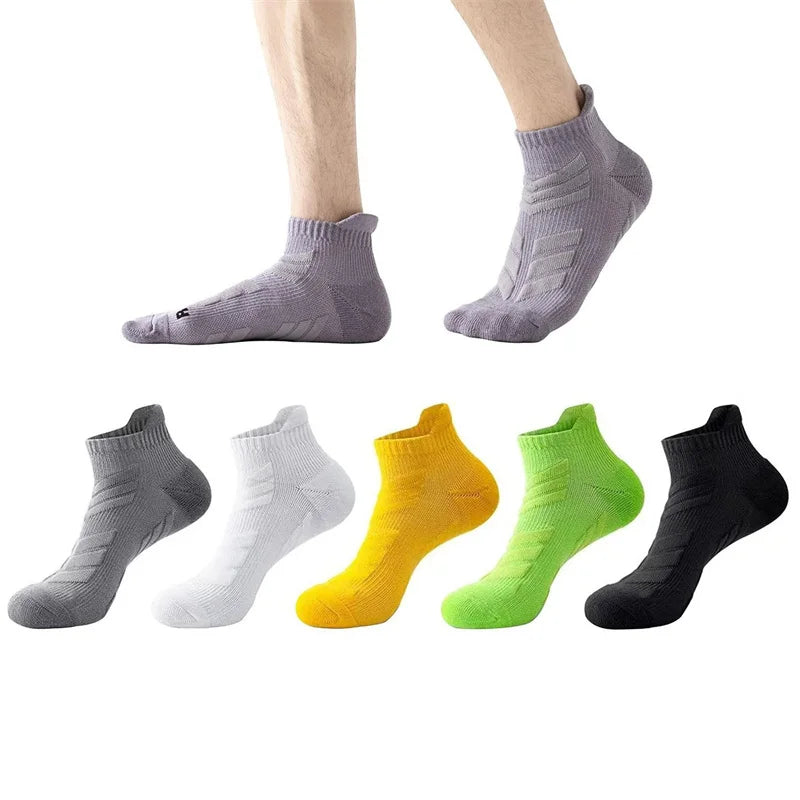 Men's Ankle Sports Socks 5 Pairs – Cushioned & Anti-Slip