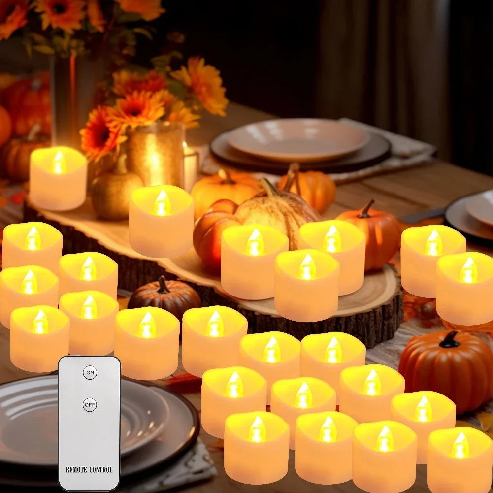 12 Flameless Flickering LED Candles Without Remote Tealight