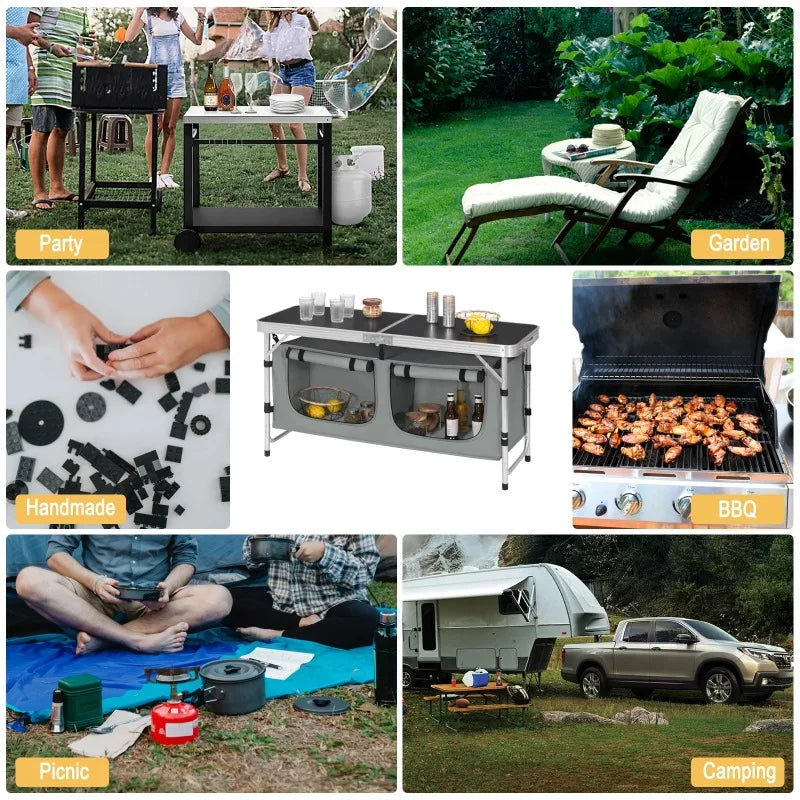 Folding Aluminum Camping Table with Storage Bag | Height Adjustable