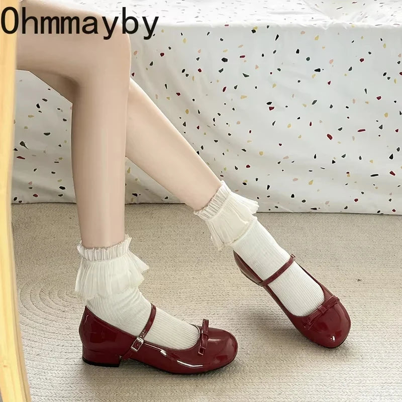 Women's Mary Jane Pumps – Butterfly-Knot Square Heel Dress Shoe