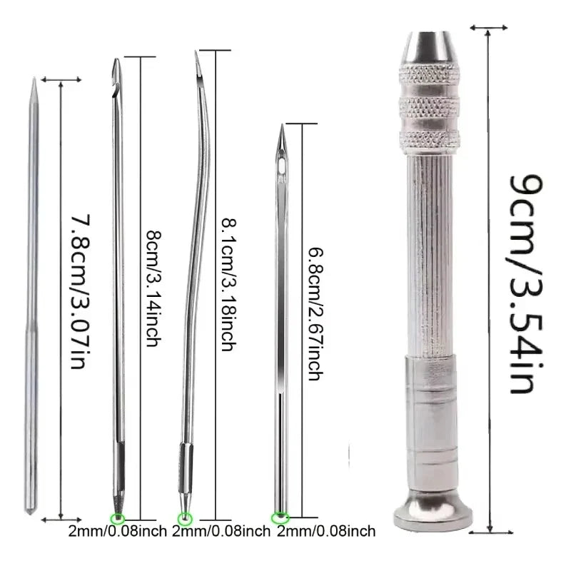 Leather Sewing Awl Set – 4-Needle DIY Leathercraft Repair Kit