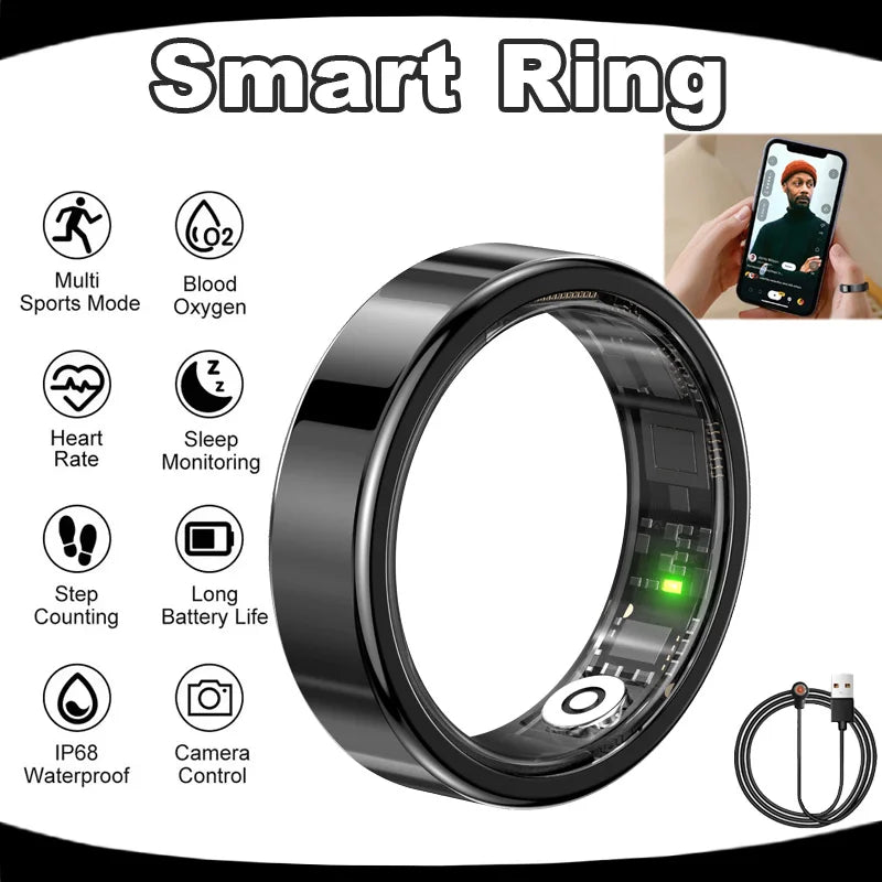 Smart Ring 2026 Men Women IP68 Waterproof Heart Rate Blood Pressure