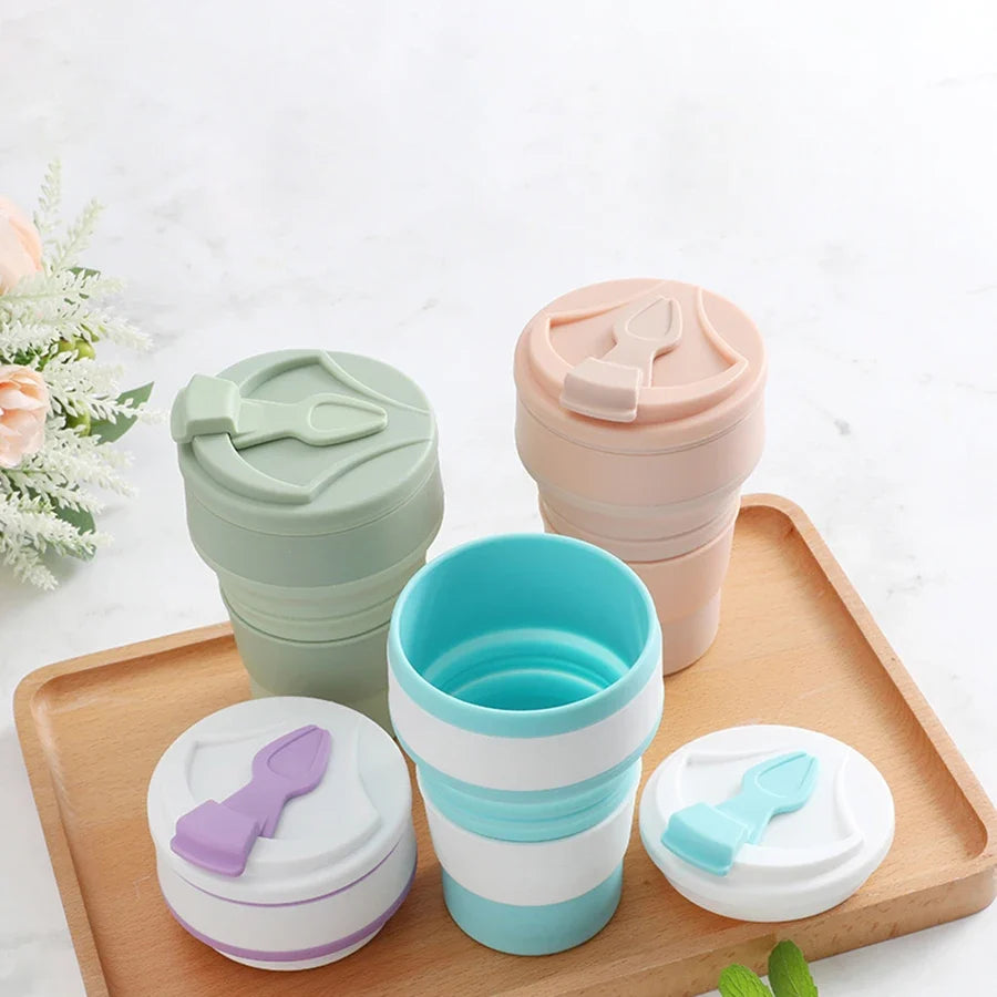 350ml Foldable Silicone Travel Cup with Lid | BPA-Free Reusable
