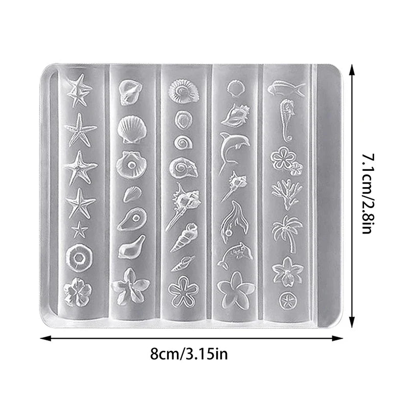 3D Silicone Nail Art Mold – Lily, Starfish & Seashell Design