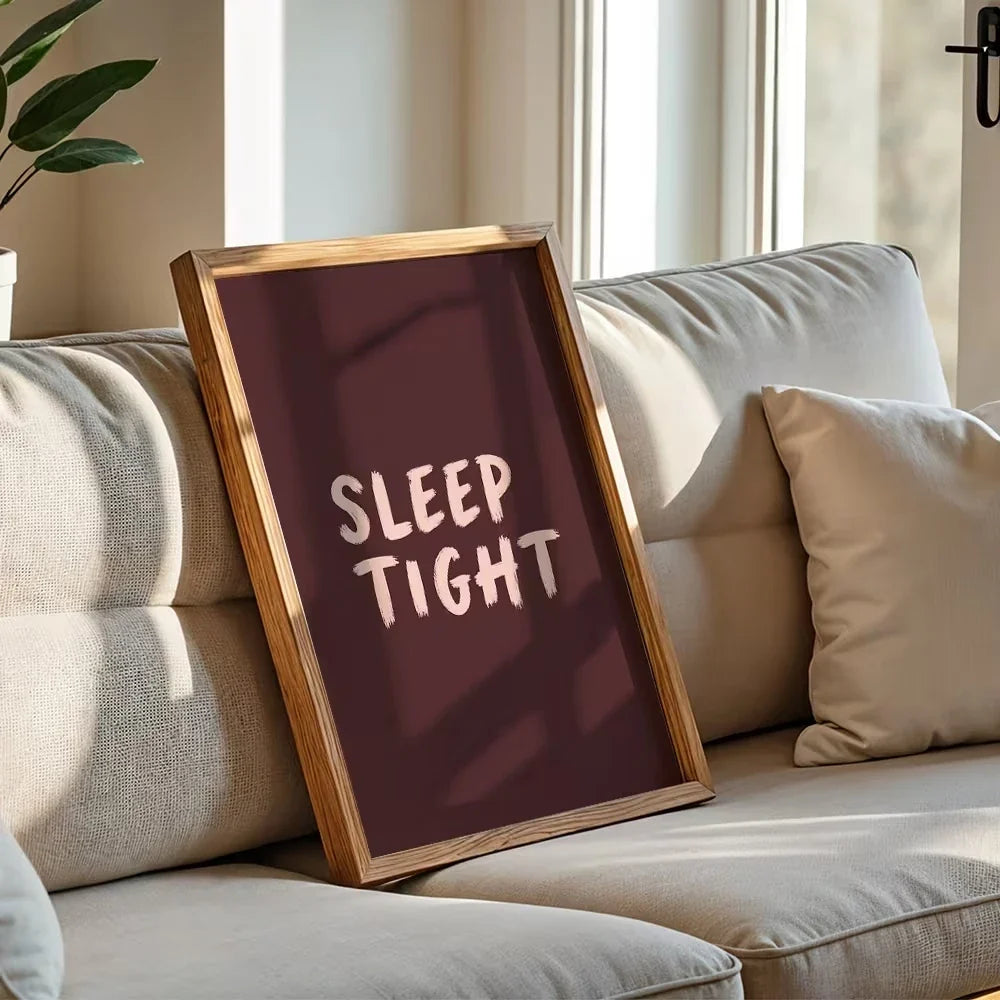 "Sleep Tight" Minimalist Canvas Wall Art for Bedroom Decor