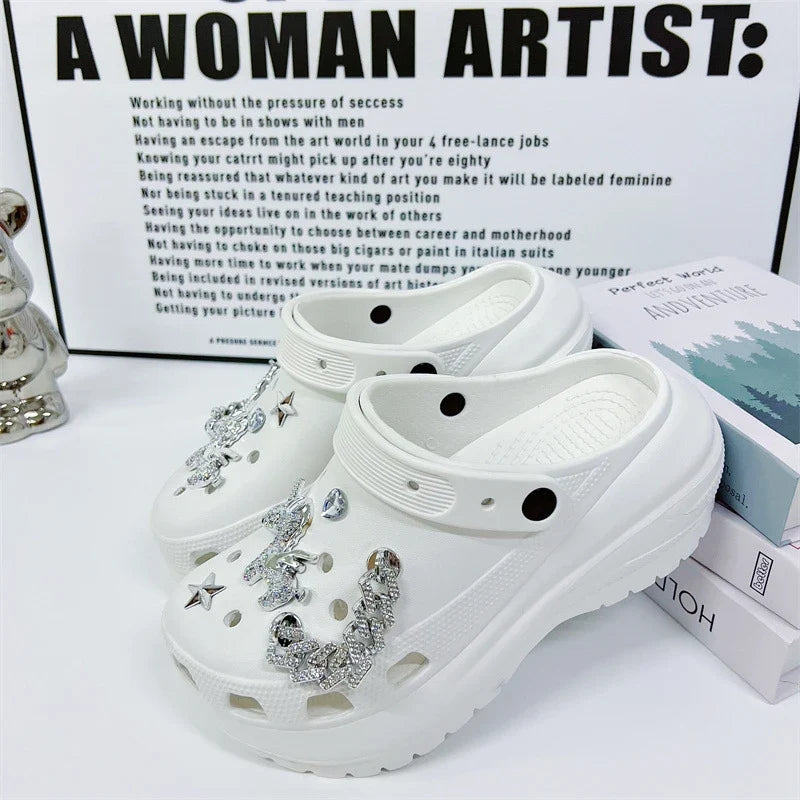 Fashionable Shoe Accessory Made Metal Chain Clasp Removable Suitable