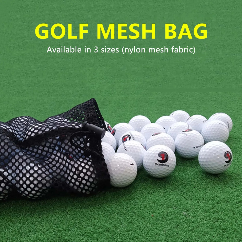 Black Golf Ball Mesh Bag – Nylon Sports Pouch for Travel & Gym