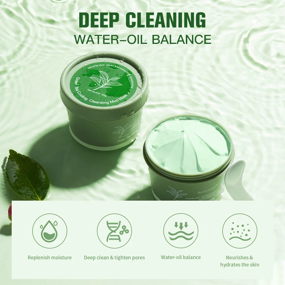 Green Tea Mud Clay Face Mask – Deep Cleansing & Pore Care 100g