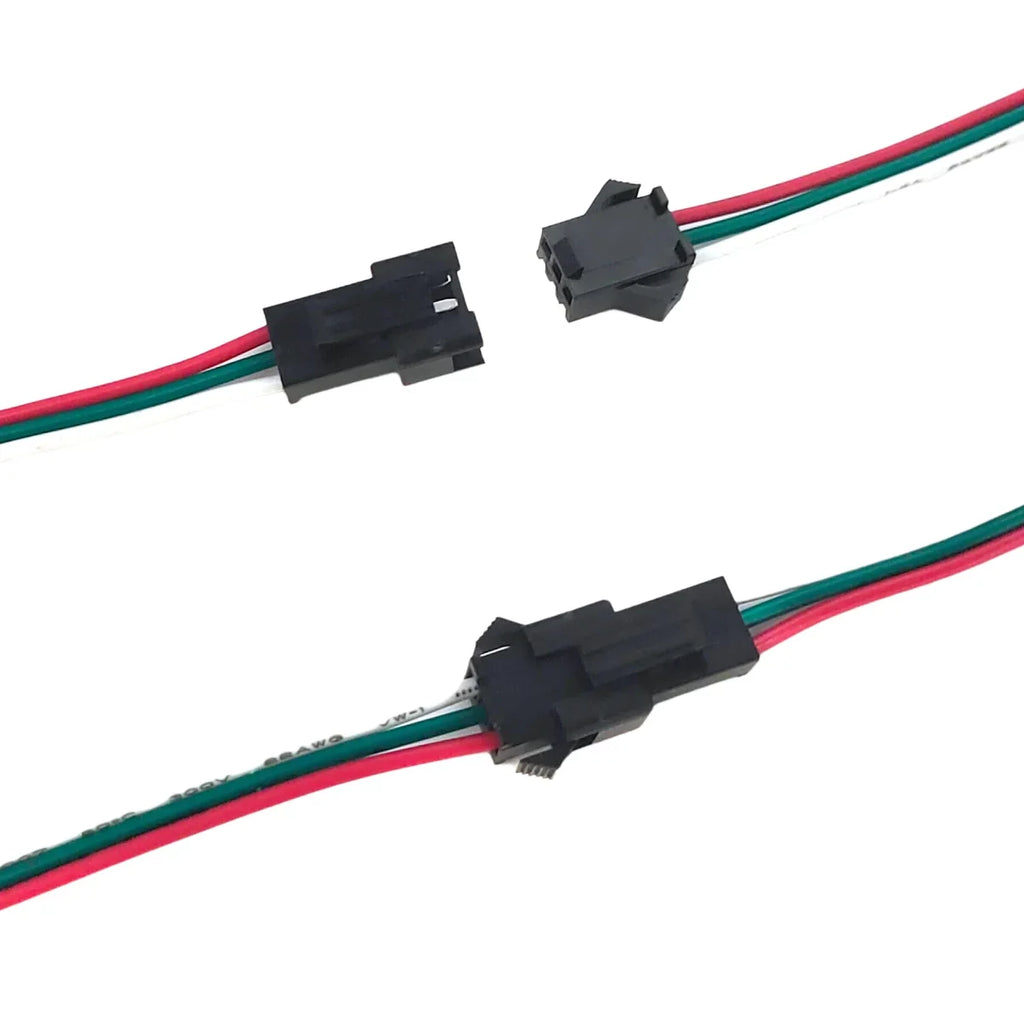 5-50 Pairs JST SM 3 Pin Connectors 22AWG Wire Female Male LED
