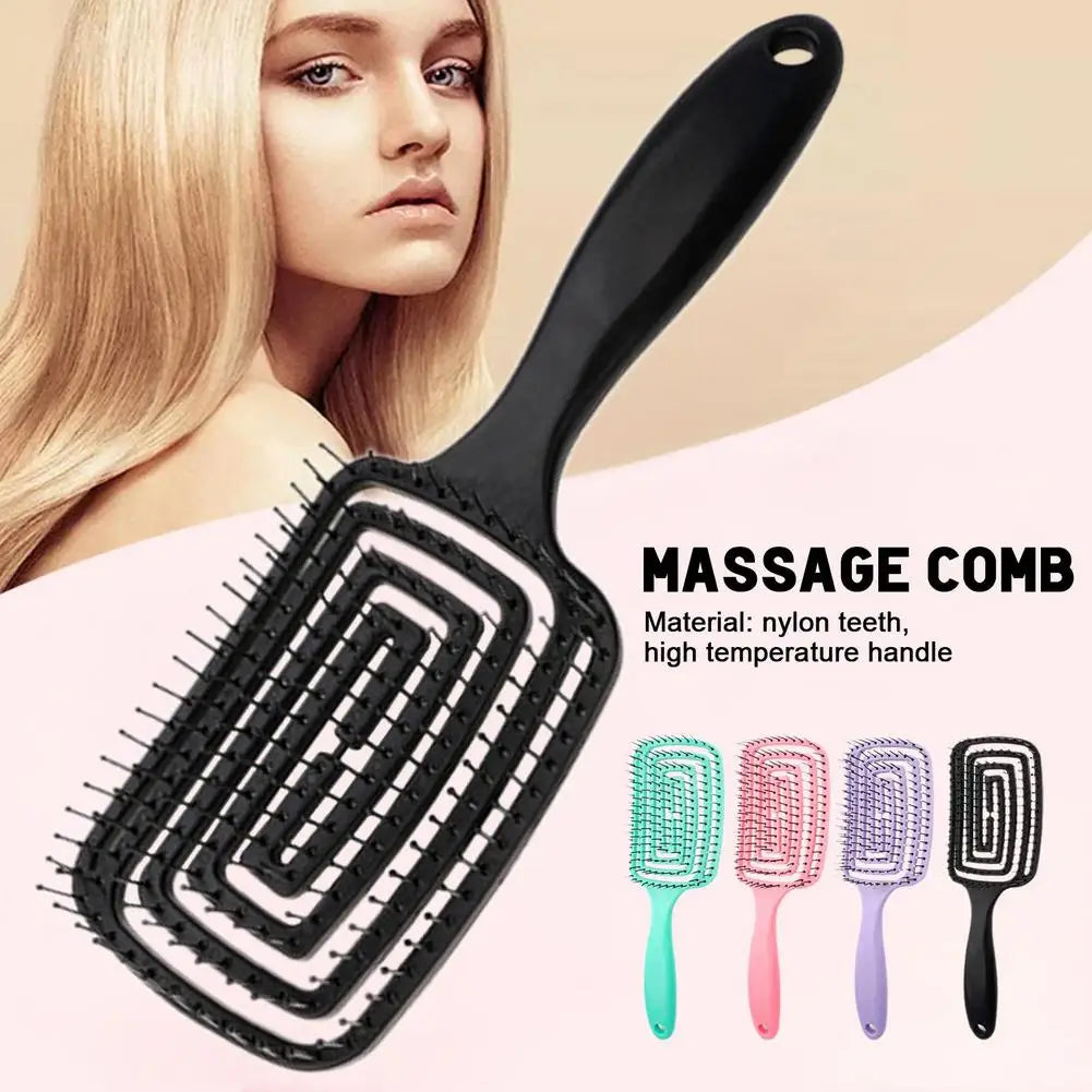 Hollow-Out Curved Detangling Brush – Scalp Massage & Volumizing