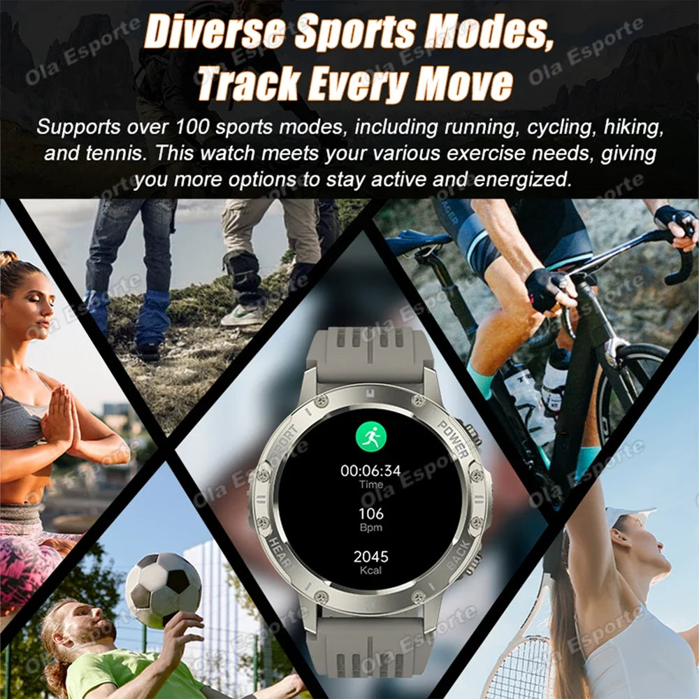 Ola Esporte Military Smartwatch | AMOLED, Flashlight, 100+ Sports