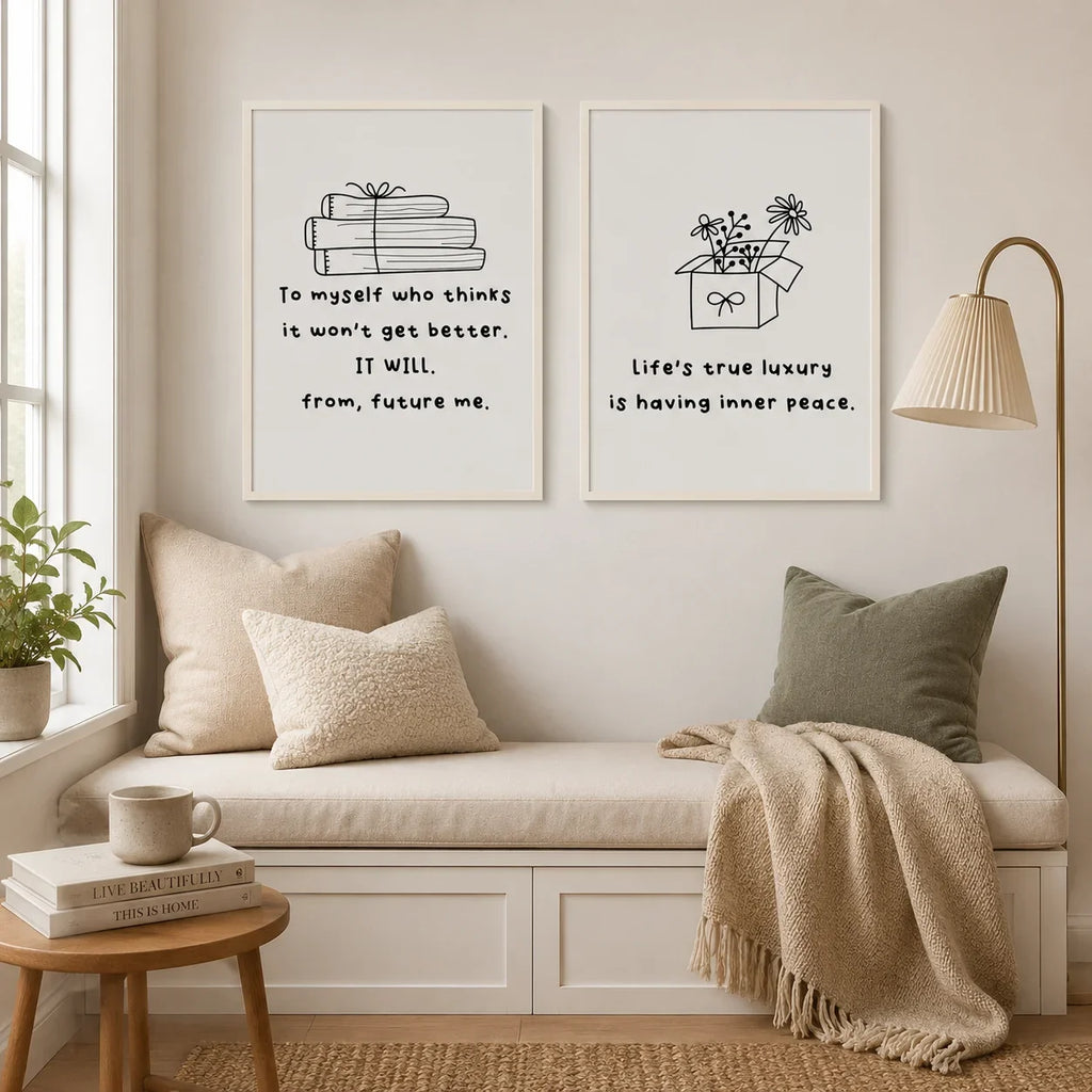 Nordic Minimalist Inspirational Quote Canvas Wall Art Print