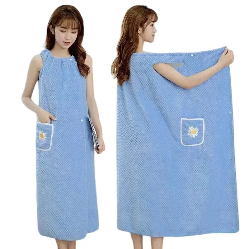 Women's Wearable Bath Towel Wrap | Quick-Dry Combed Cotton