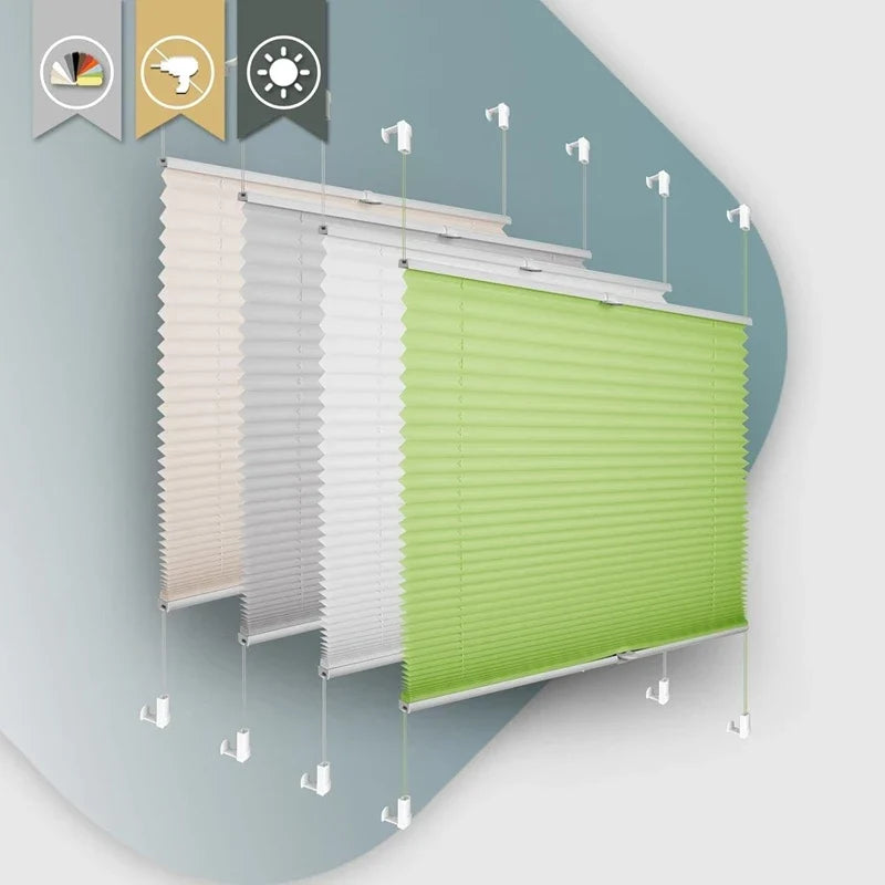 Pleated Klemmfix Folding Blind – No Drill Privacy & Sun Protection