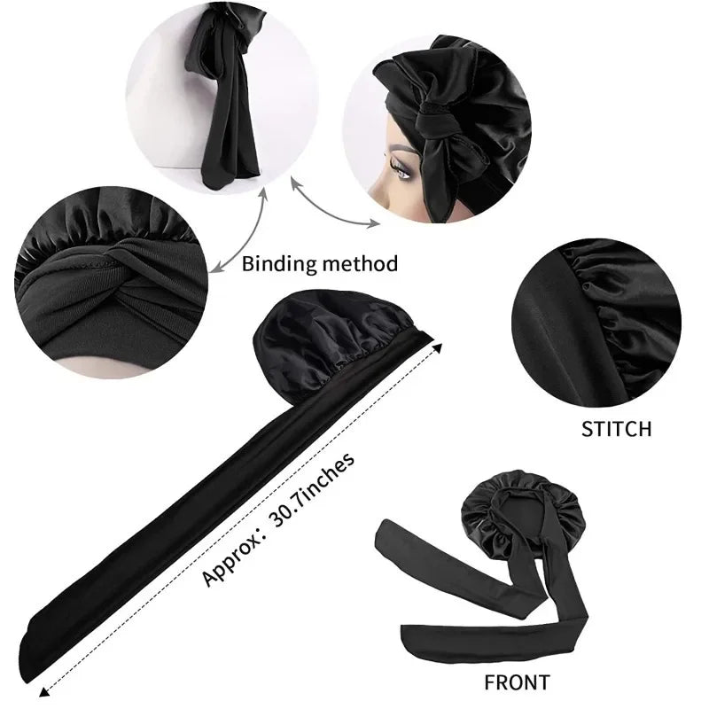 Women's Satin Sleep Bonnet – Adjustable Double Layer Night Cap