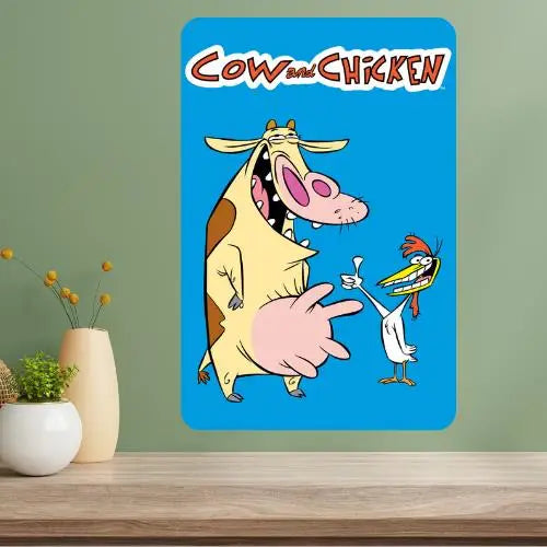 Cow and Chicken TV Show Metal Poster Sign | Retro Wall Decor