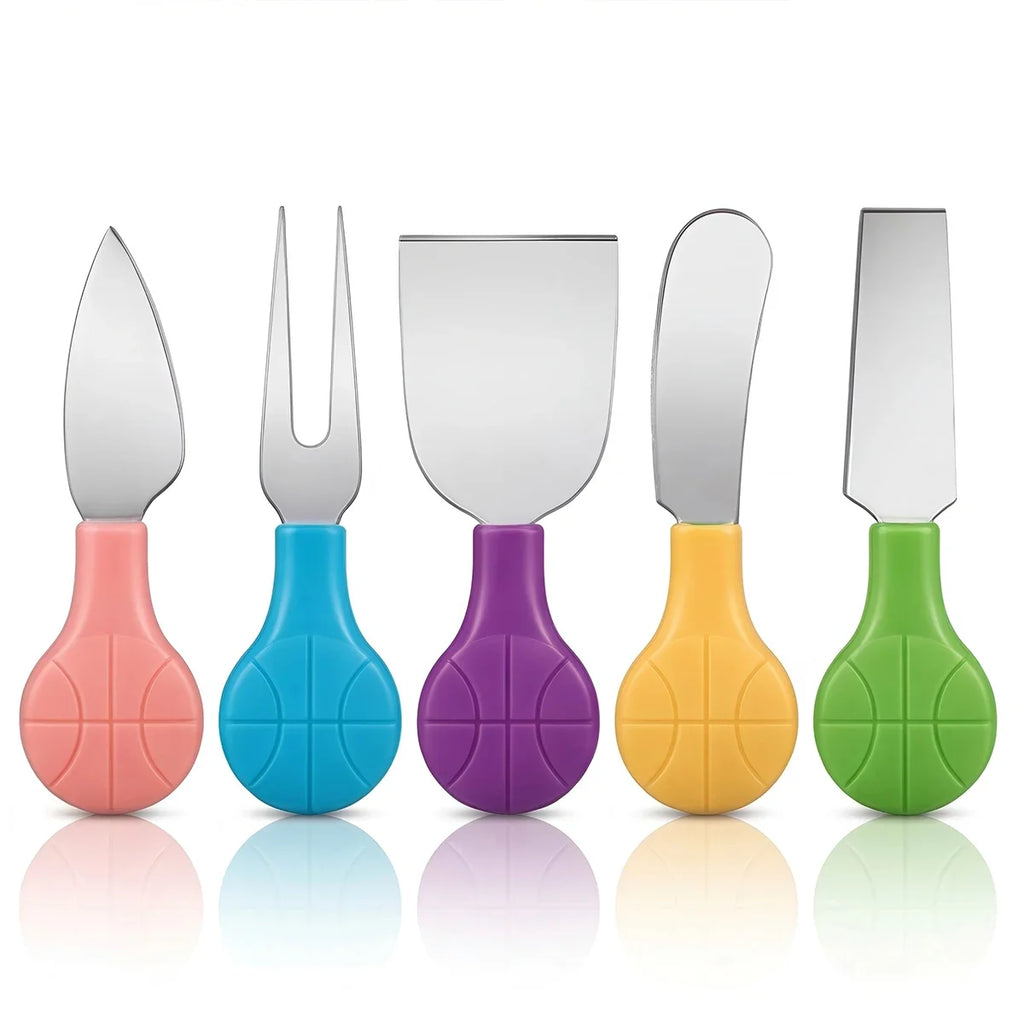 5-Piece Stainless Steel Cheese Knife Set – Fork & Spreader