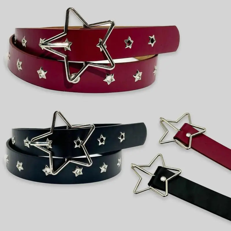 Women's Y2K Punk Rivet Belt – PU Leather Pin Buckle Waistband