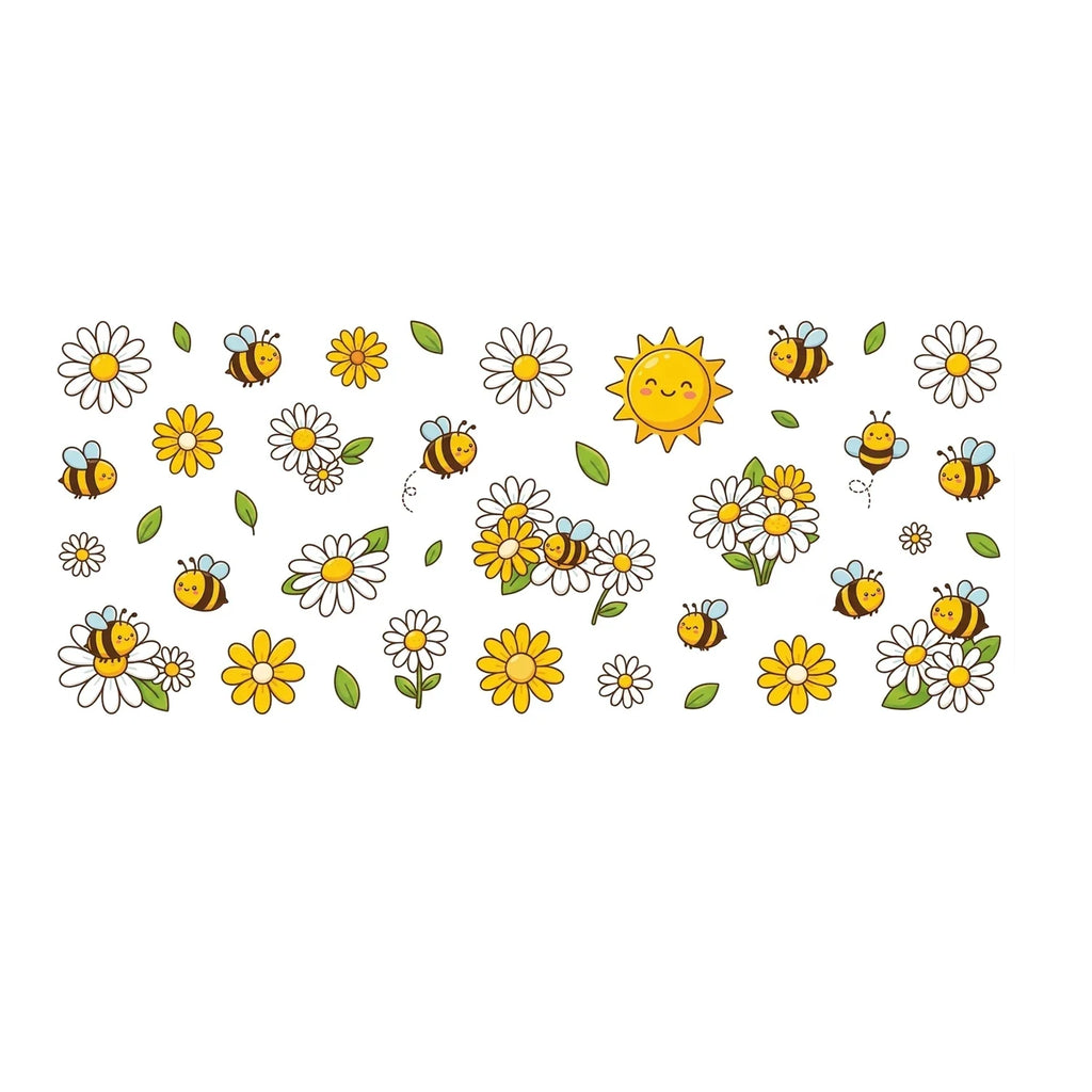 Bee & Daisy UV DTF Waterproof Stickers – DIY Decals for Cups