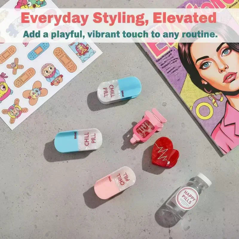 Pill Heart Hair Claw Clip – Non-Slip Strong Hold for Women