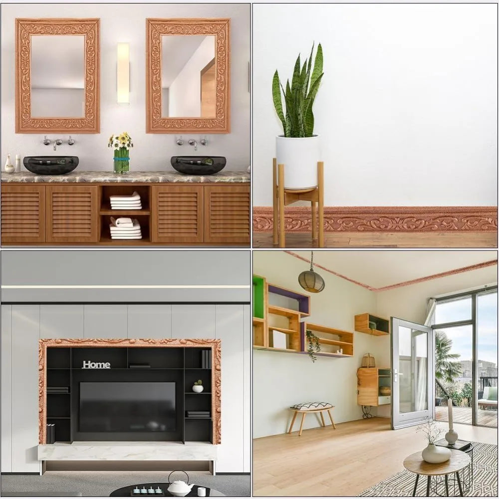 3D Peel & Stick Foam Wall Trim 82.5" – Brown Molding Border