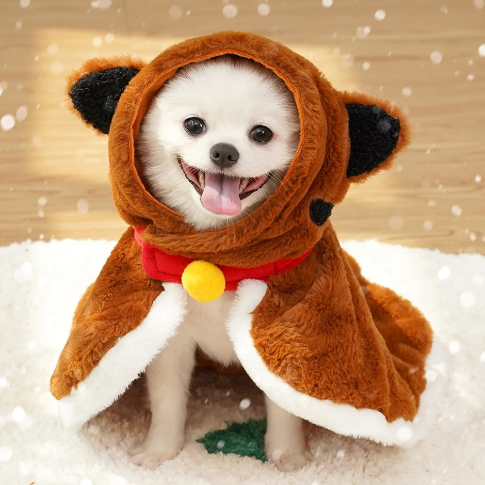 Pet Dog Cape Cat Tiger Winter Warmth Thickened Small Plush Supplies