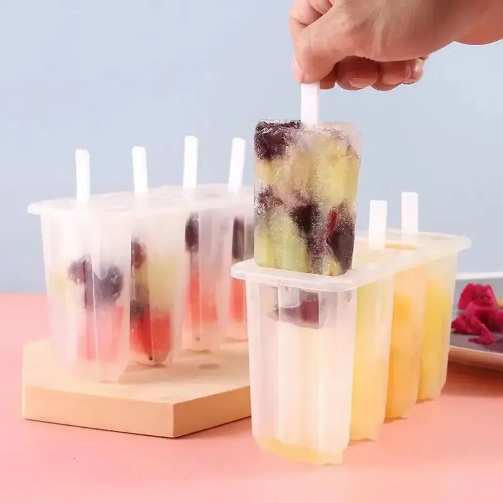 4-Compartment Popsicle Mold with Lid – Reusable DIY Ice Cream Set