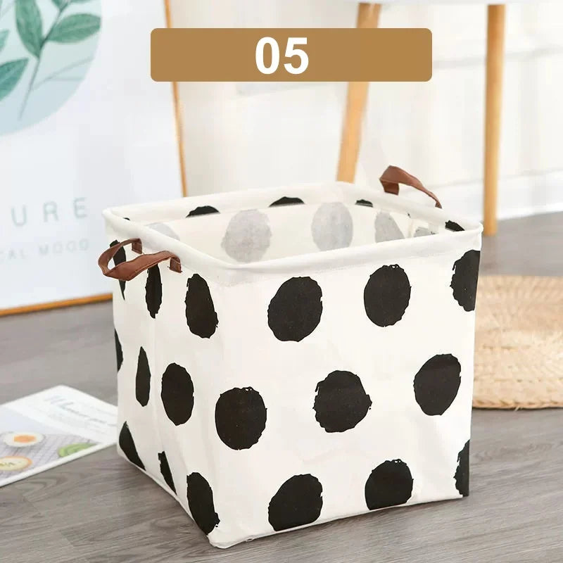 Foldable Cotton Linen Laundry Basket & Storage Organizer Bin