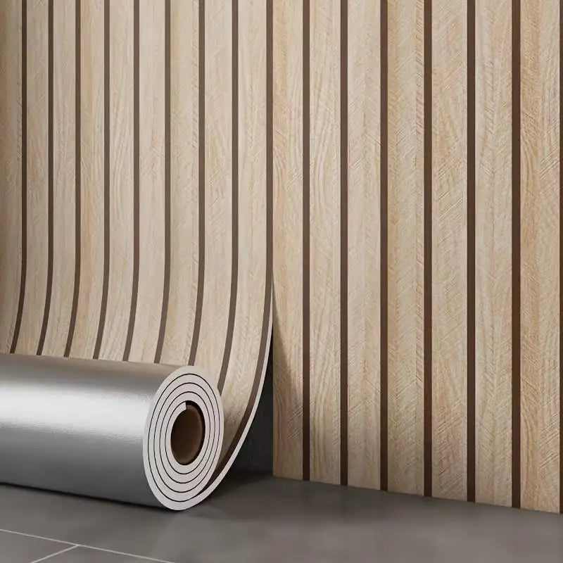 Thick Brown Grid Peel Stick Wallpaper Faux Plaid Design Waterproof
