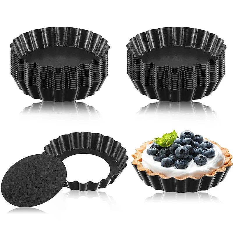 Mini Tart Pans 8cm – Non-Stick Carbon Steel Egg Tart Mold Set