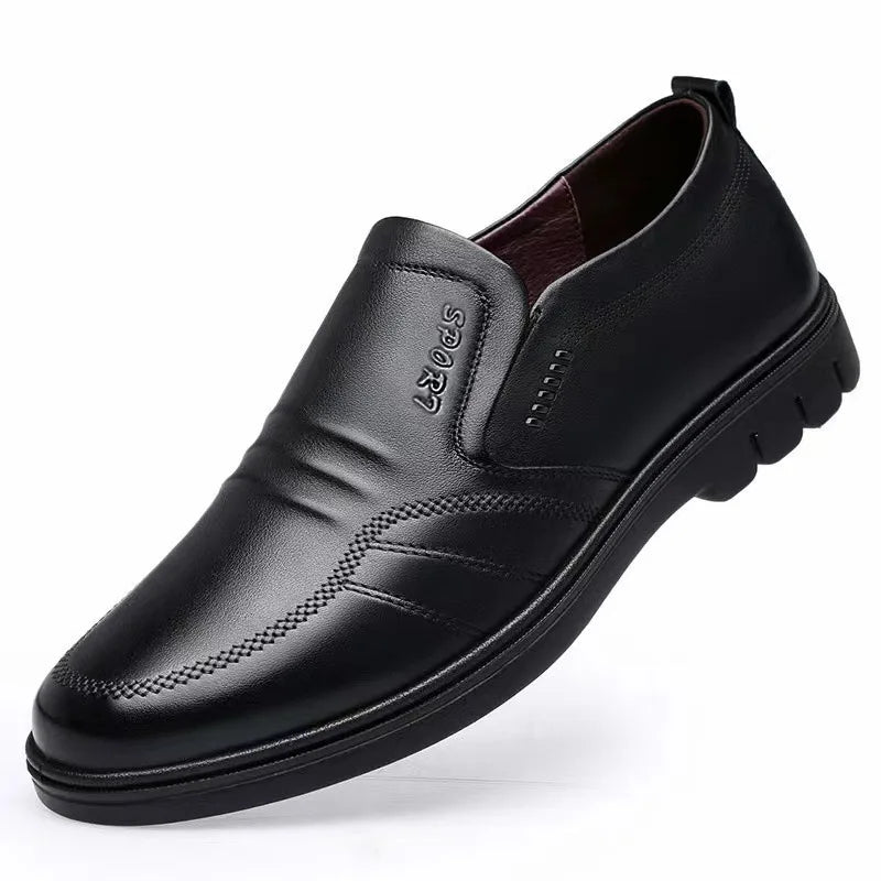 YBQJOO Men's Black Slip-On Loafers – Breathable Business Shoes