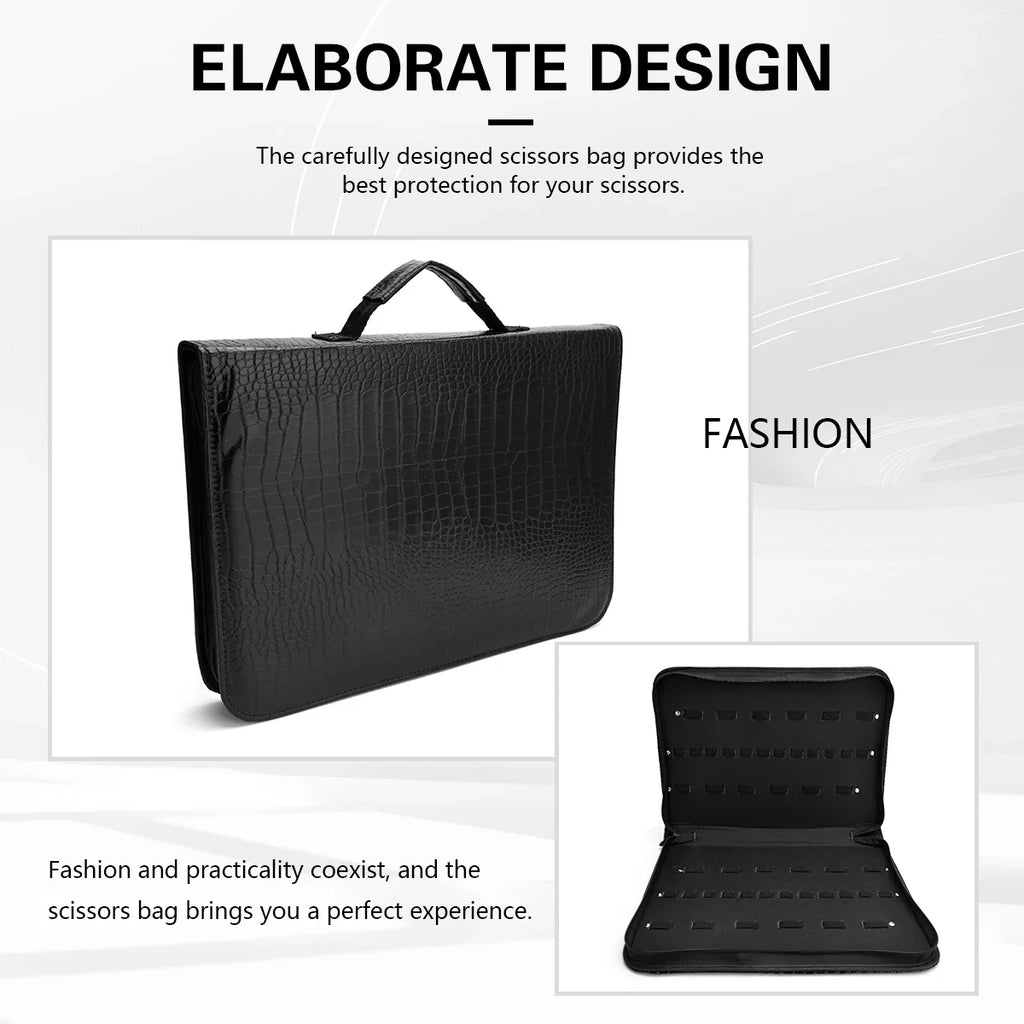 Leather Barber Scissor Bag – Large Capacity Salon Tool Organizer